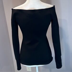 Theory Black Off-Shoulder Long Sleeve Top